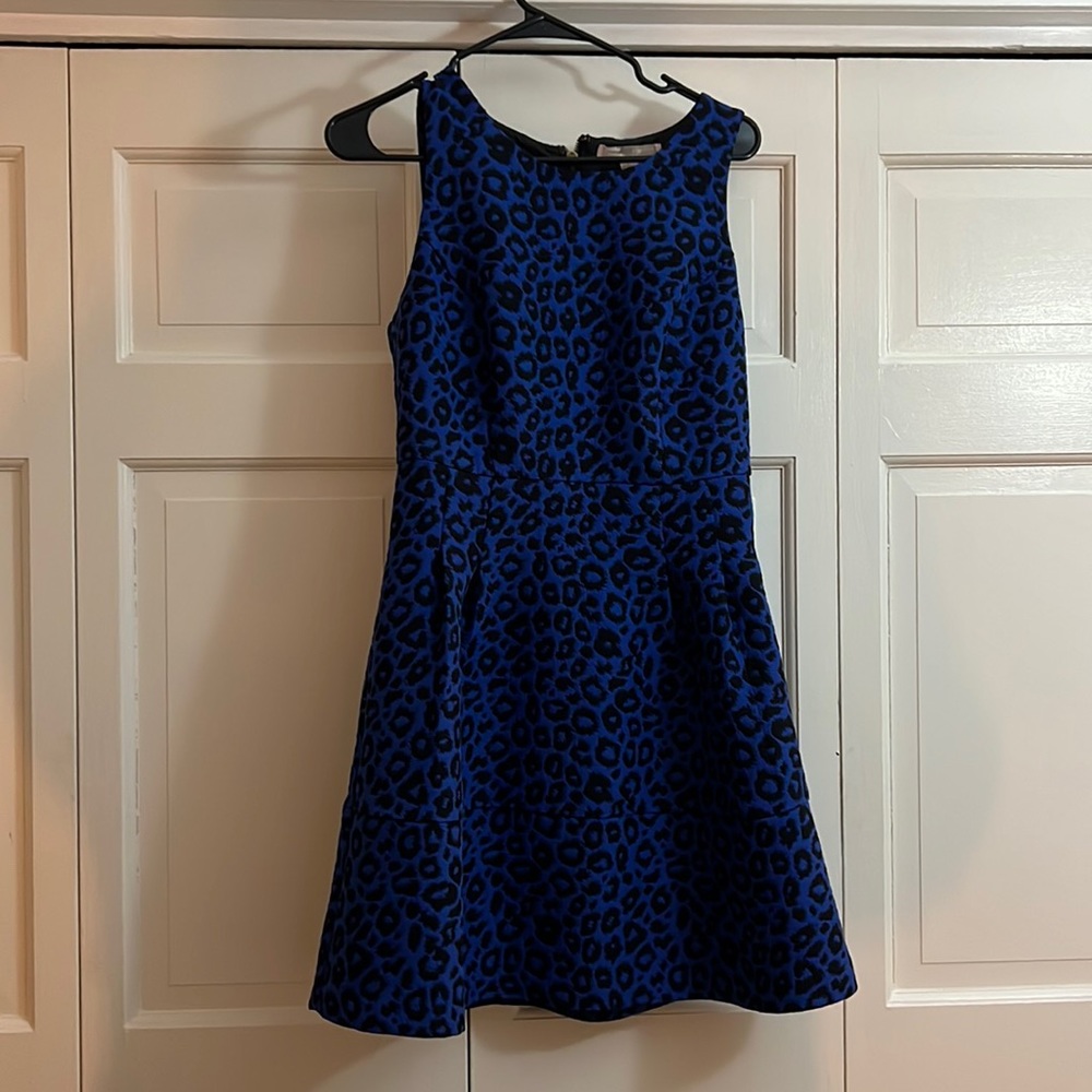 Animal print fit and flare peplum dress